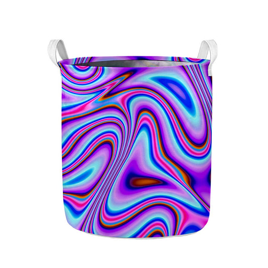 Purple Psychedelic Trippy Print Collapsible Laundry Basket