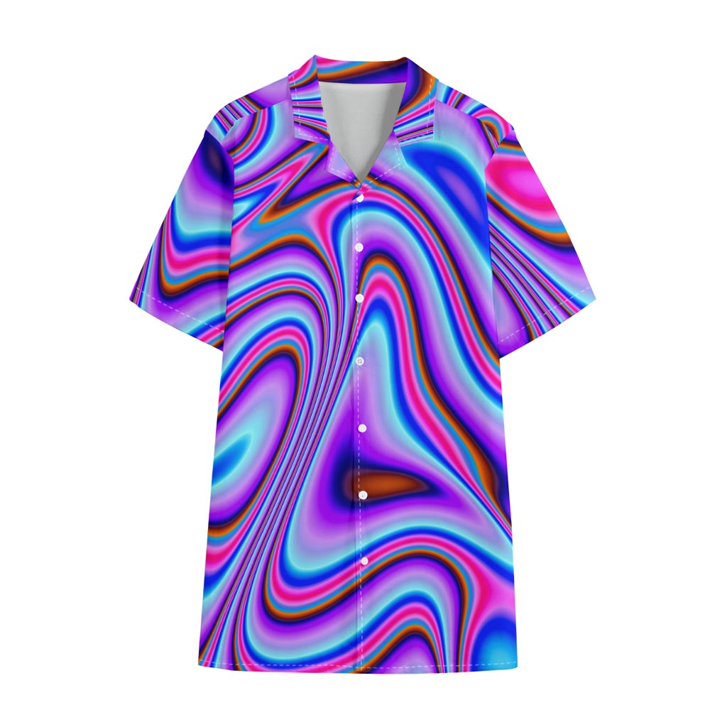 Purple Psychedelic Trippy Print Cotton Hawaiian Shirt