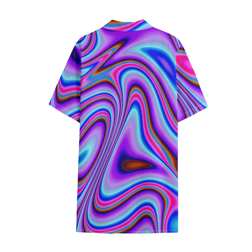 Purple Psychedelic Trippy Print Cotton Hawaiian Shirt