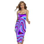 Purple Psychedelic Trippy Print Cross Back Cami Dress