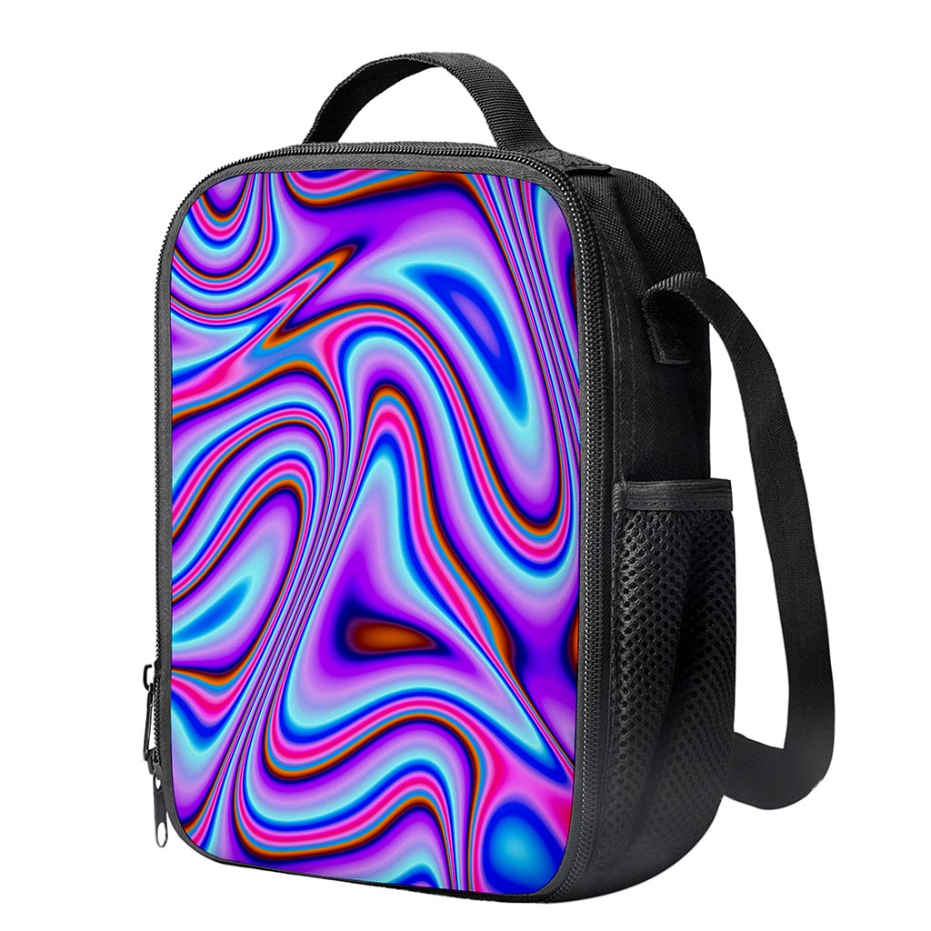 Purple Psychedelic Trippy Print Crossbody Lunch Bag