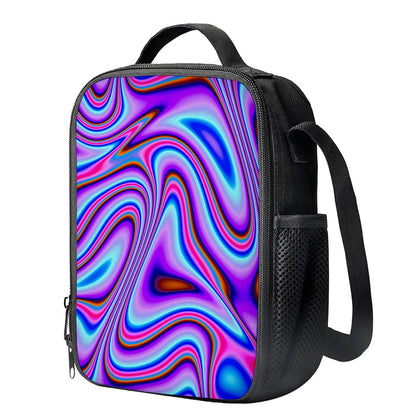 Purple Psychedelic Trippy Print Crossbody Lunch Bag