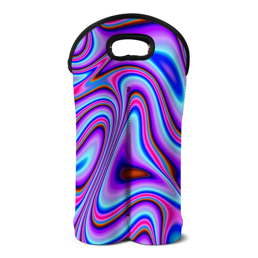 Purple Psychedelic Trippy Print Double Neoprene Wine Tote