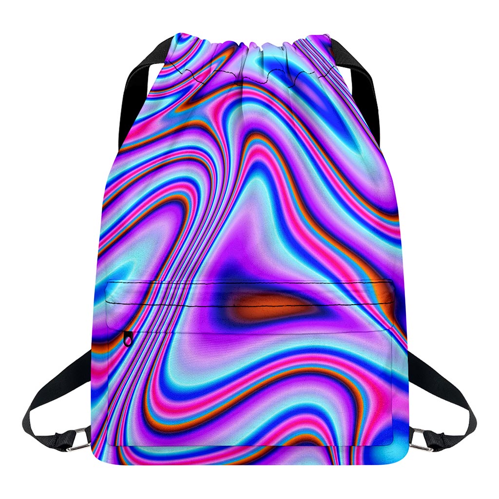 Purple Psychedelic Trippy Print Drawstring Backpack