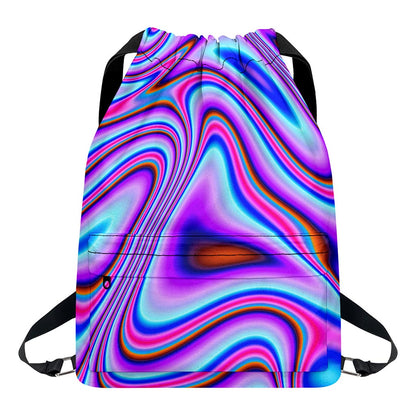 Purple Psychedelic Trippy Print Drawstring Backpack