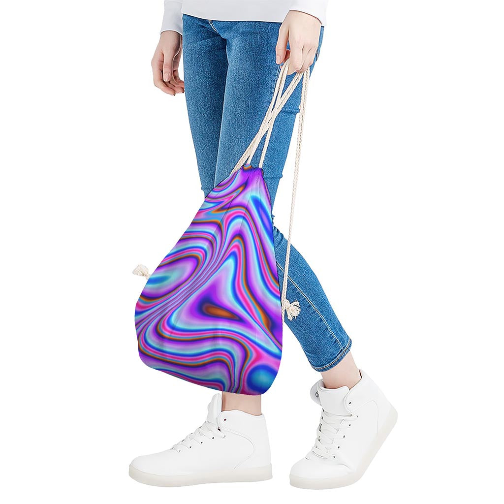 Purple Psychedelic Trippy Print Drawstring Bag