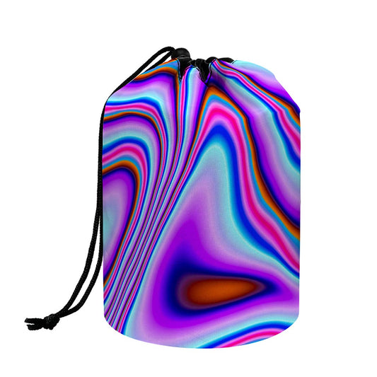 Purple Psychedelic Trippy Print Drawstring Makeup Bag