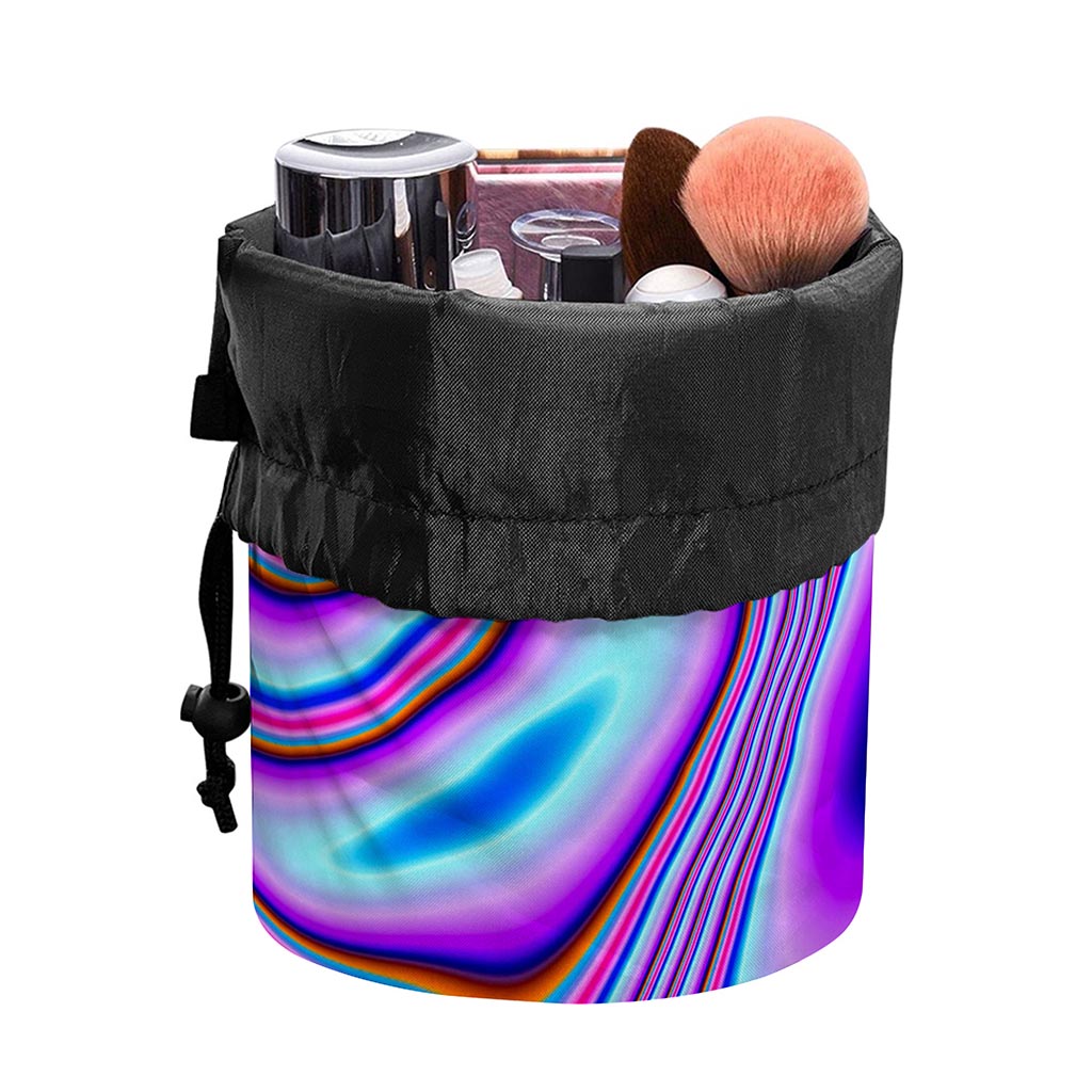 Purple Psychedelic Trippy Print Drawstring Makeup Bag