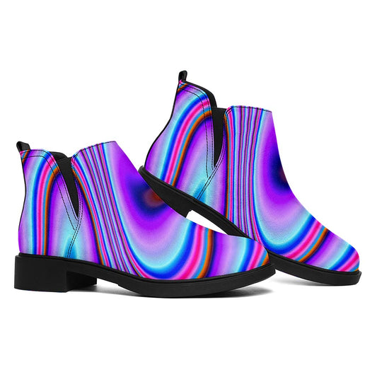 Purple Psychedelic Trippy Print Flat Ankle Boots
