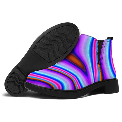 Purple Psychedelic Trippy Print Flat Ankle Boots
