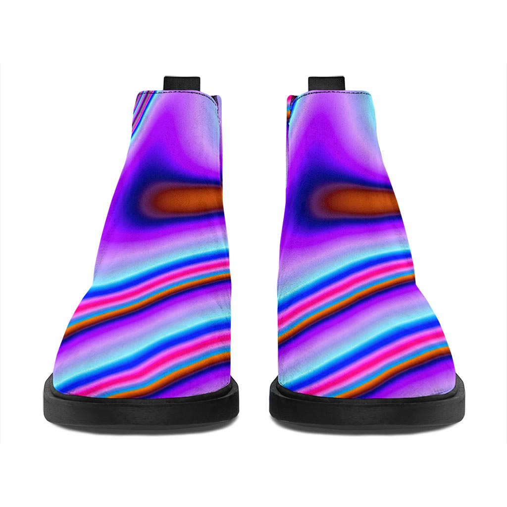Purple Psychedelic Trippy Print Flat Ankle Boots