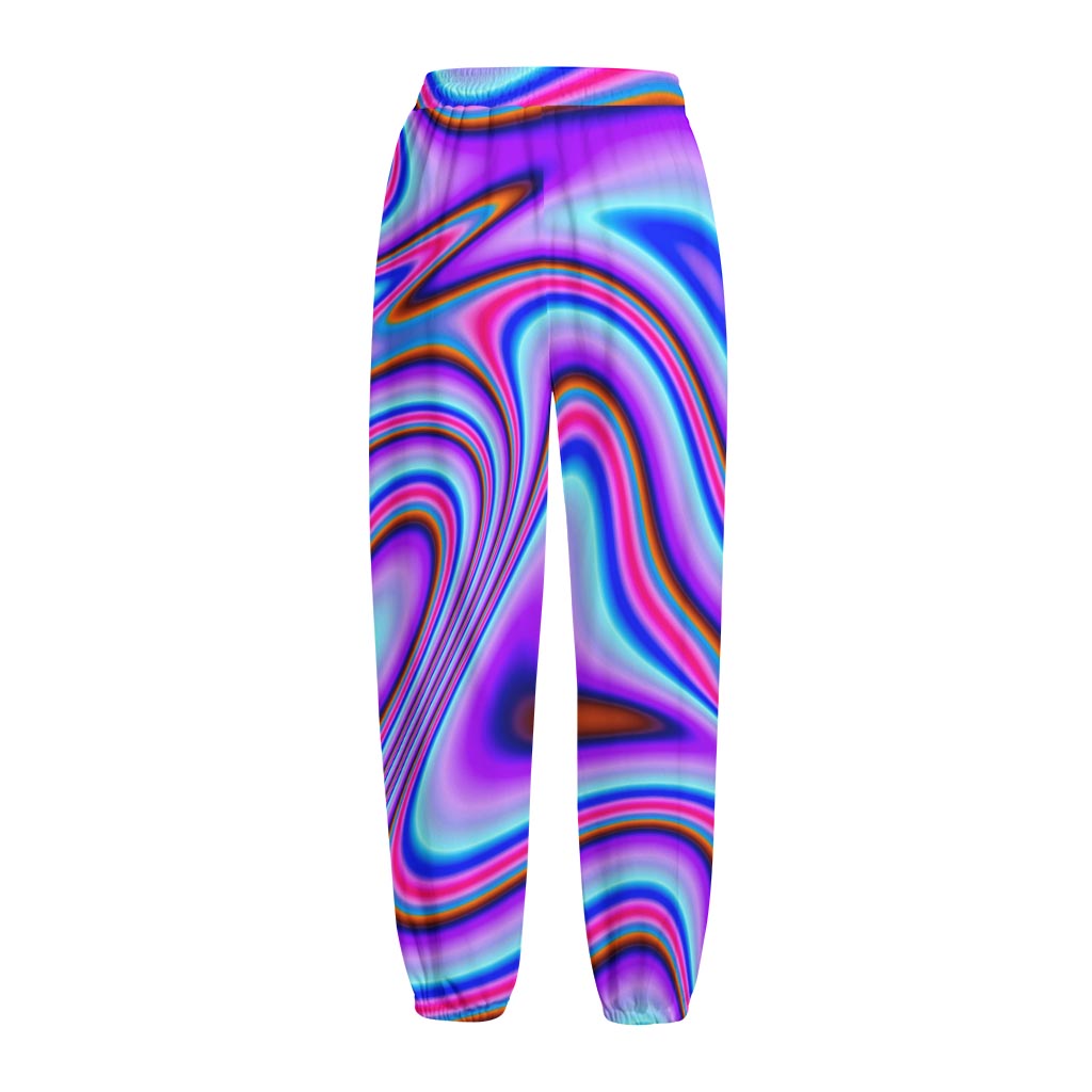 Purple Psychedelic Trippy Print Fleece Lined Knit Pants