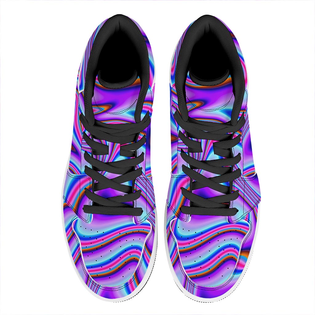 Purple Psychedelic Trippy Print High Top Leather Sneakers