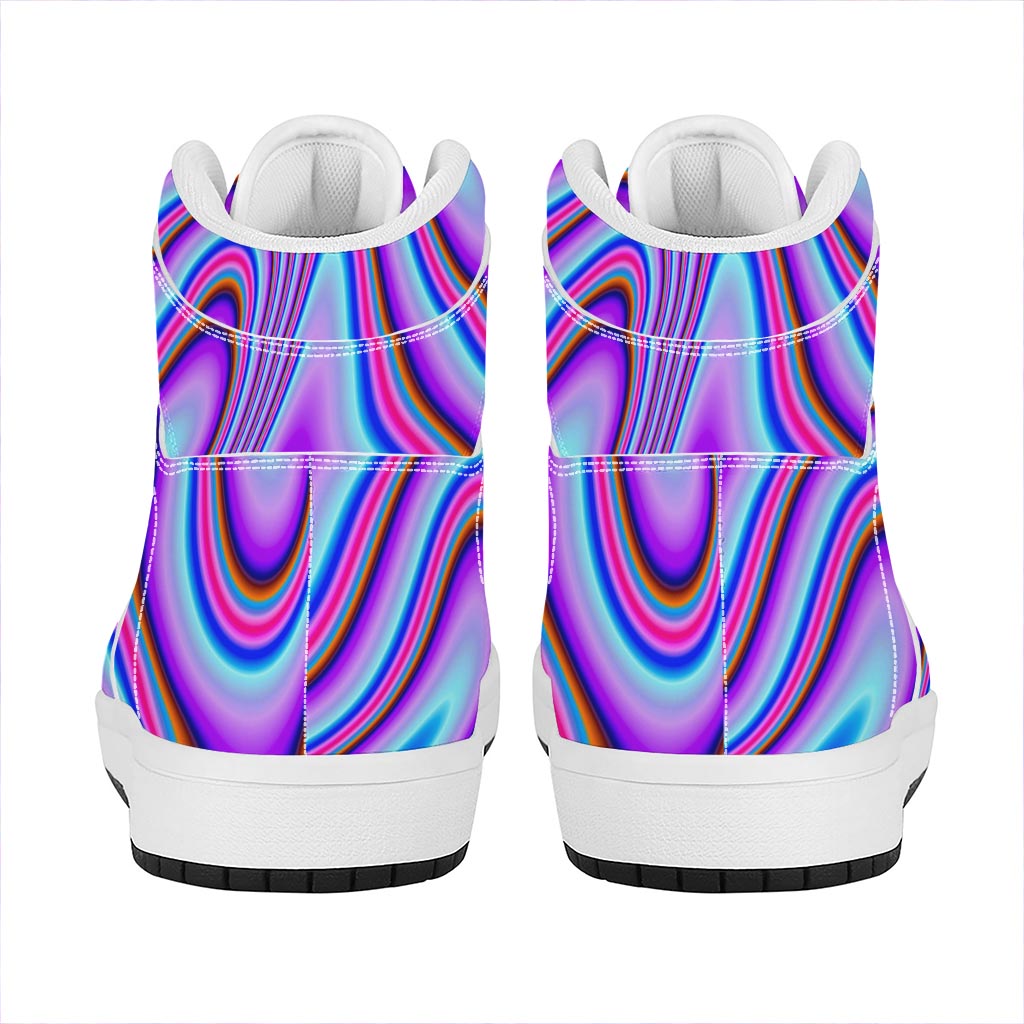 Purple Psychedelic Trippy Print High Top Leather Sneakers