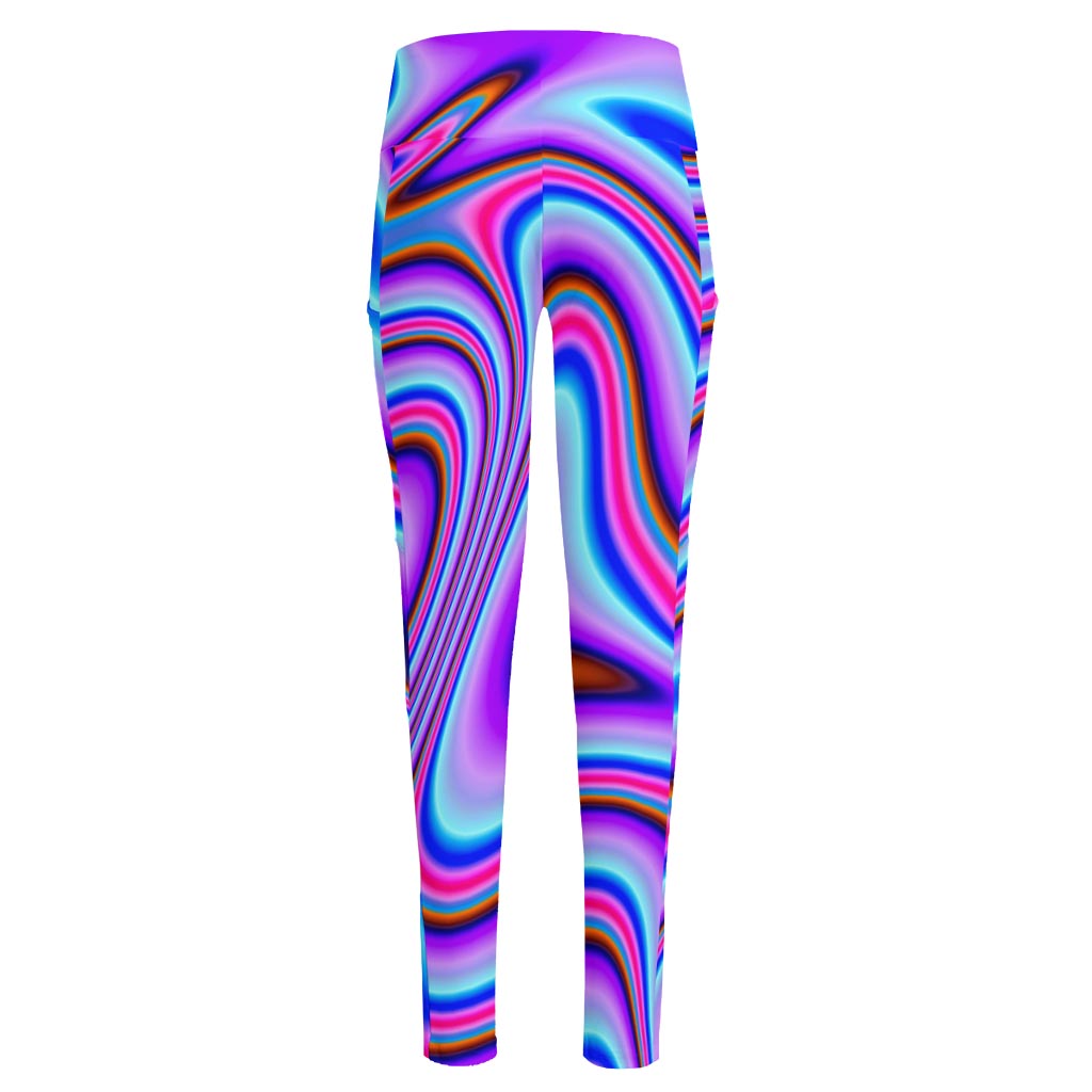 Purple Psychedelic Trippy Print High-Waisted Pocket Leggings