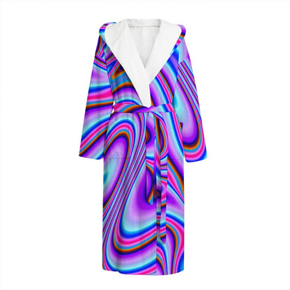 Purple Psychedelic Trippy Print Hooded Bathrobe