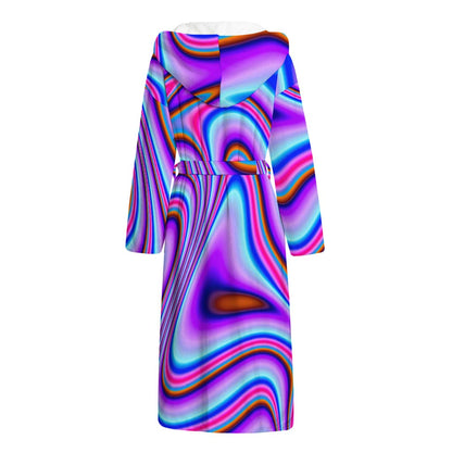 Purple Psychedelic Trippy Print Hooded Bathrobe