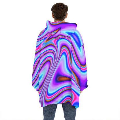 Purple Psychedelic Trippy Print Hoodie Blanket