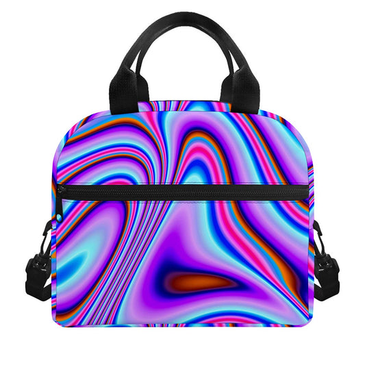 Purple Psychedelic Trippy Print Insulated Lunch Bag