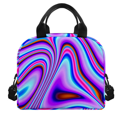 Purple Psychedelic Trippy Print Insulated Lunch Bag