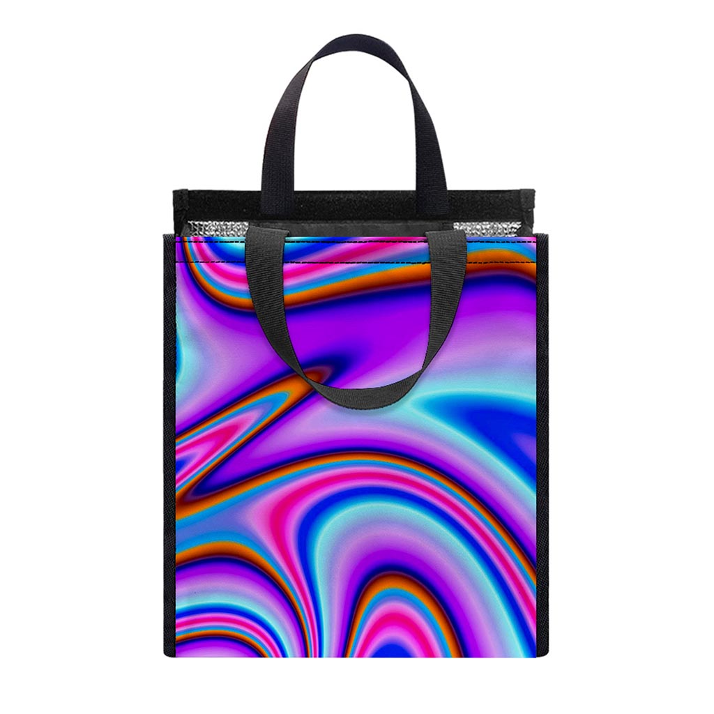 Purple Psychedelic Trippy Print Insulated Lunch Tote