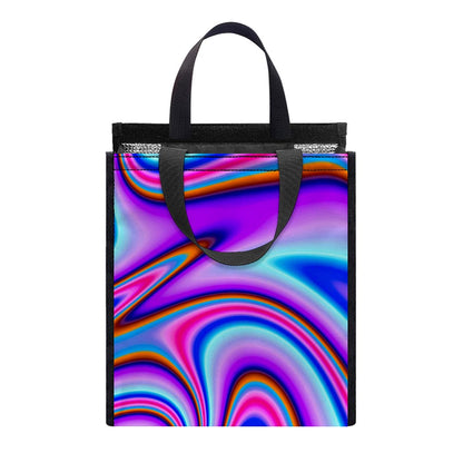 Purple Psychedelic Trippy Print Insulated Lunch Tote