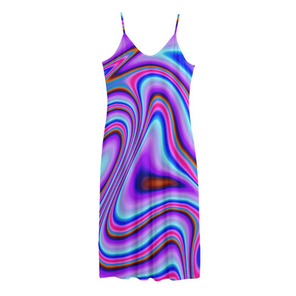 Purple Psychedelic Trippy Print Jersey Midi Cami Dress