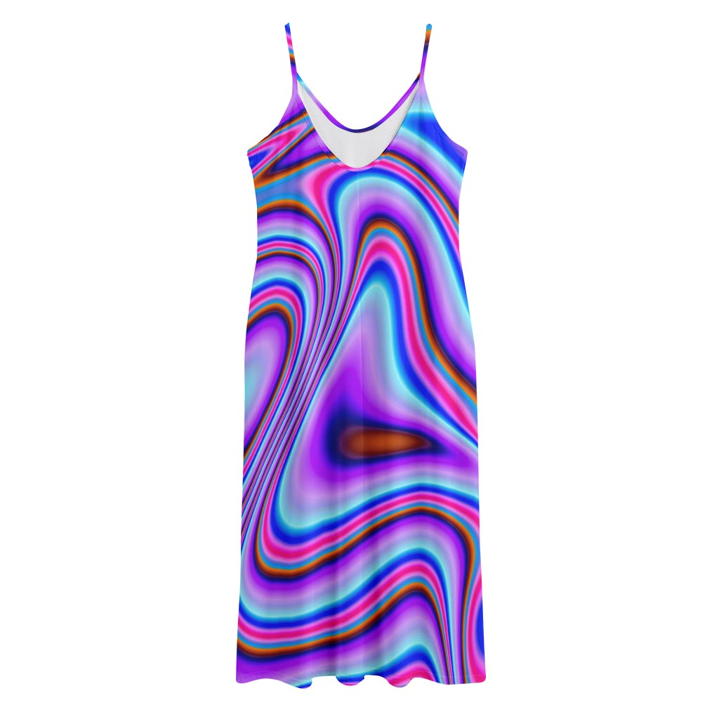 Purple Psychedelic Trippy Print Jersey Midi Cami Dress