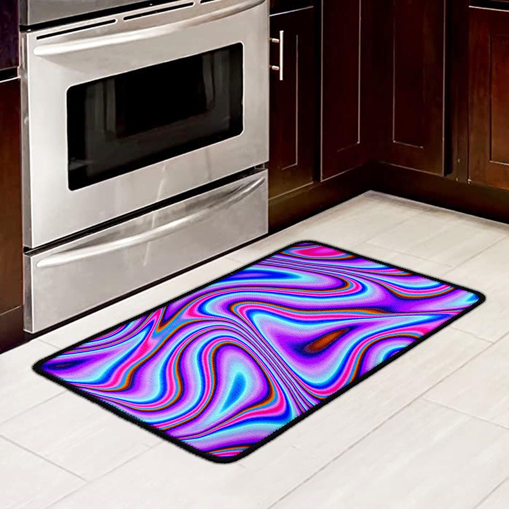 Purple Psychedelic Trippy Print Kitchen Mat