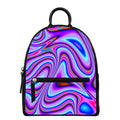 Purple Psychedelic Trippy Print Leather Backpack
