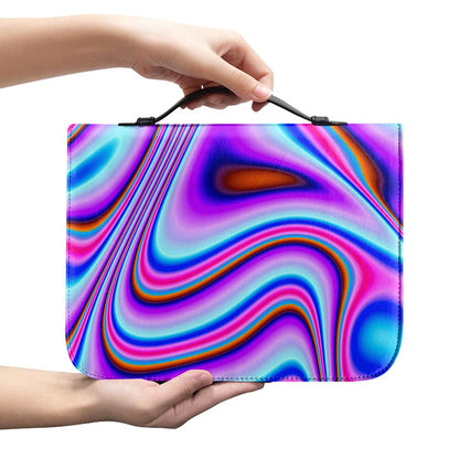 Purple Psychedelic Trippy Print Leather Bible Cover