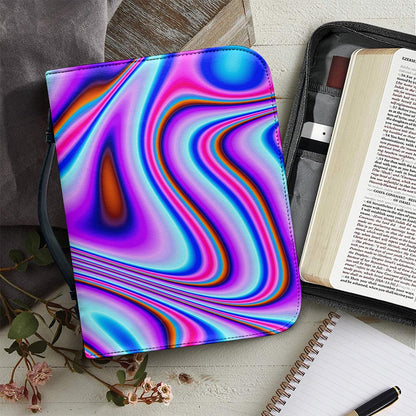 Purple Psychedelic Trippy Print Leather Bible Cover