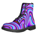 Purple Psychedelic Trippy Print Lace-Up Boots