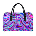 Purple Psychedelic Trippy Print Leather Duffel Bag