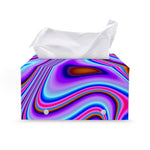Purple Psychedelic Trippy Print Leather Tissue Box Cover