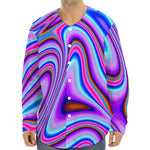 Purple Psychedelic Trippy Print Long Sleeve Baseball Jersey