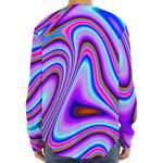 Purple Psychedelic Trippy Print Long Sleeve Baseball Jersey