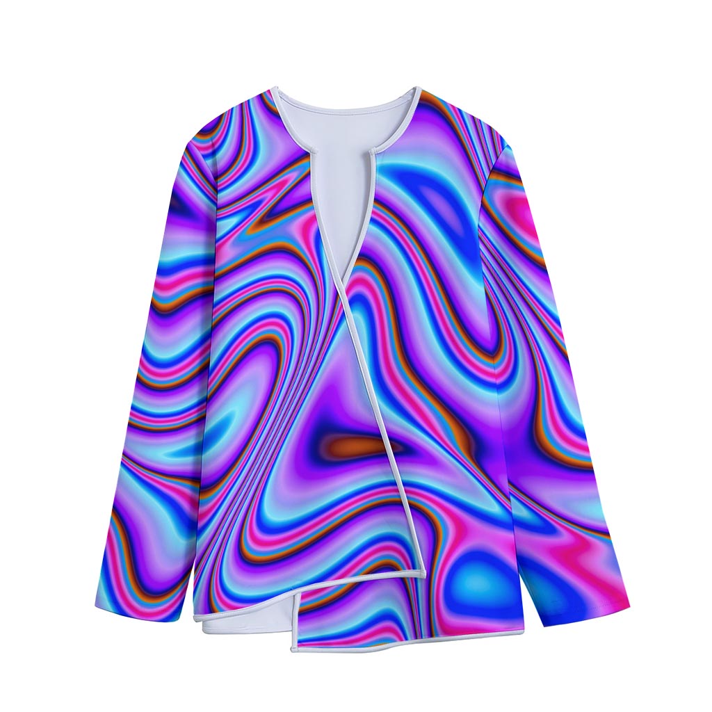 Purple Psychedelic Trippy Print Long Sleeve Short Coat