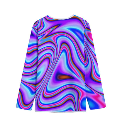 Purple Psychedelic Trippy Print Long Sleeve Short Coat