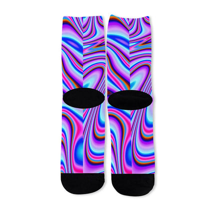 Purple Psychedelic Trippy Print Long Socks