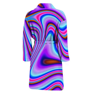 Purple Psychedelic Trippy Print Men's Bathrobe