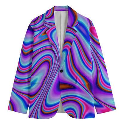 Purple Psychedelic Trippy Print Men's Blazer