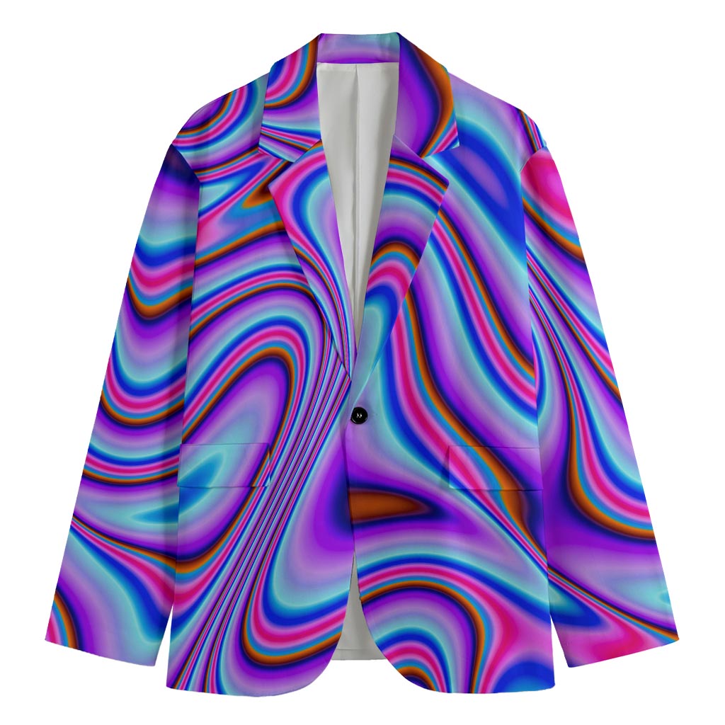 Purple Psychedelic Trippy Print Men's Cotton Blazer