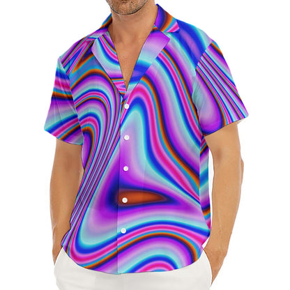Purple Psychedelic Trippy Print Men's Deep V-Neck Shirt