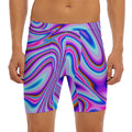Purple Psychedelic Trippy Print Men's Long Boxer Briefs