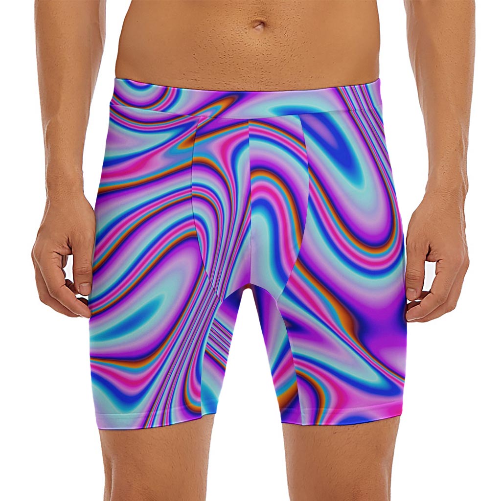 Purple Psychedelic Trippy Print Men's Long Boxer Briefs