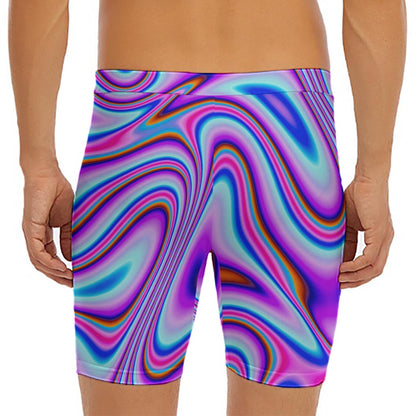 Purple Psychedelic Trippy Print Men's Long Boxer Briefs