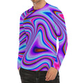 Purple Psychedelic Trippy Print Men's Long Sleeve Rash Guard