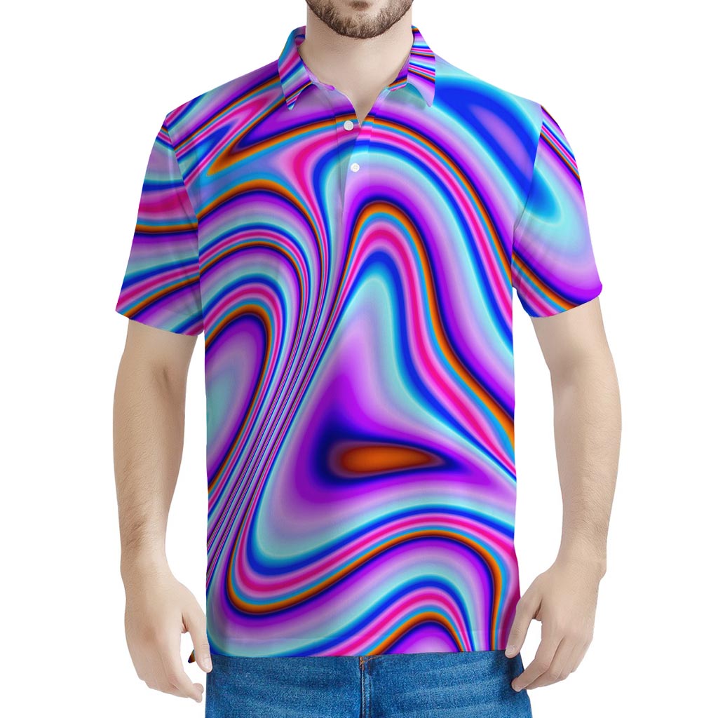 Purple Psychedelic Trippy Print Men's Polo Shirt