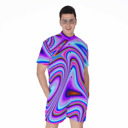 Purple Psychedelic Trippy Print Men's Rompers